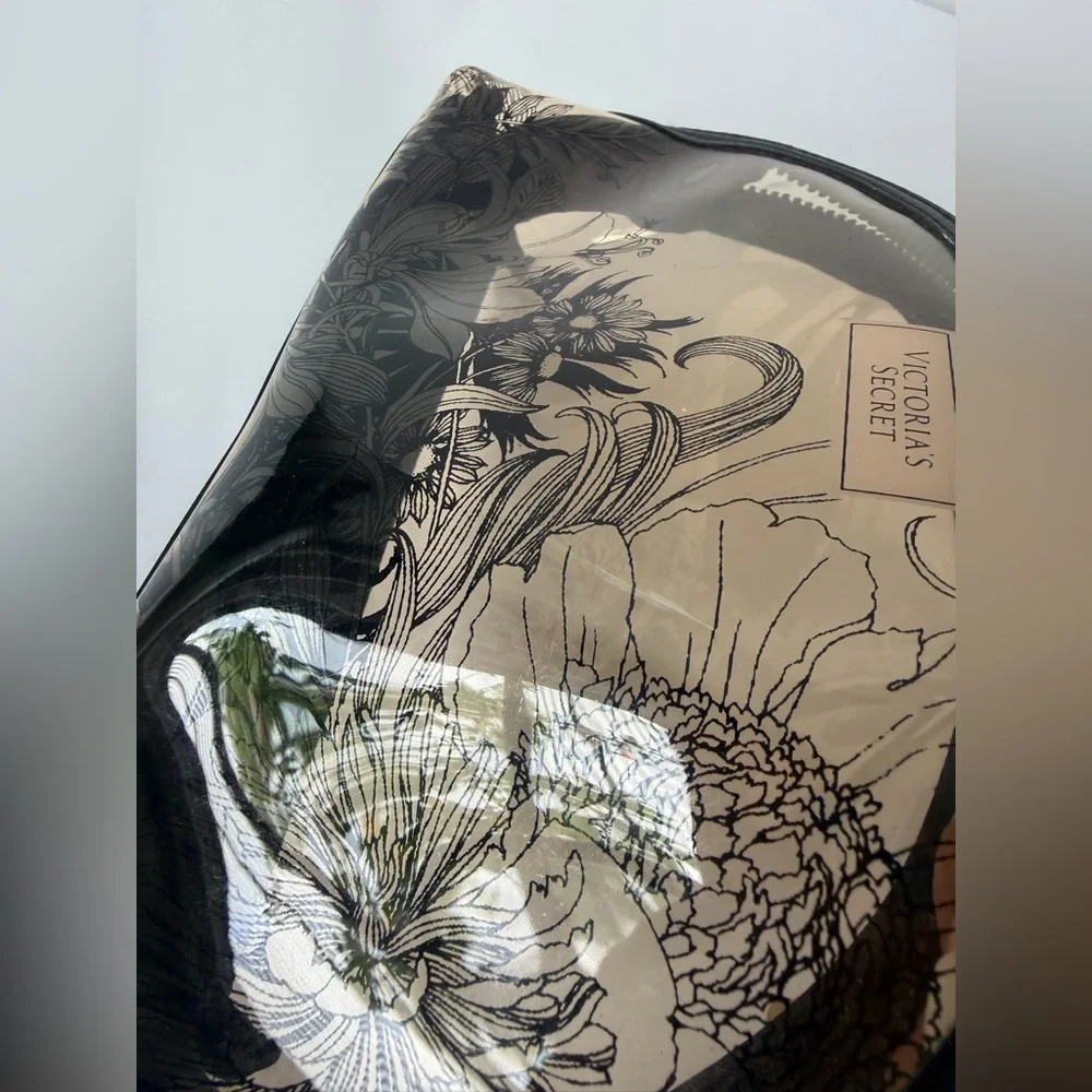 Victoria's Secret Black‎ and Cream Floral Pouch